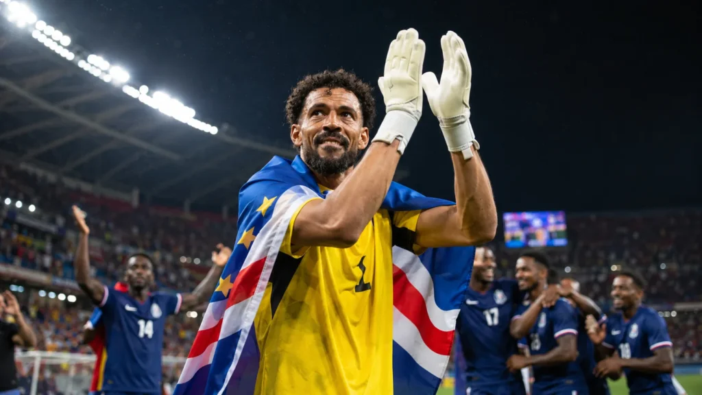 Vozinha celebrating Cape Verde’s historic 2026 World Cup campaign