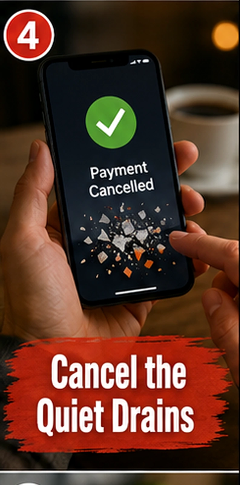 Phone showing a cancelled recurring payment
