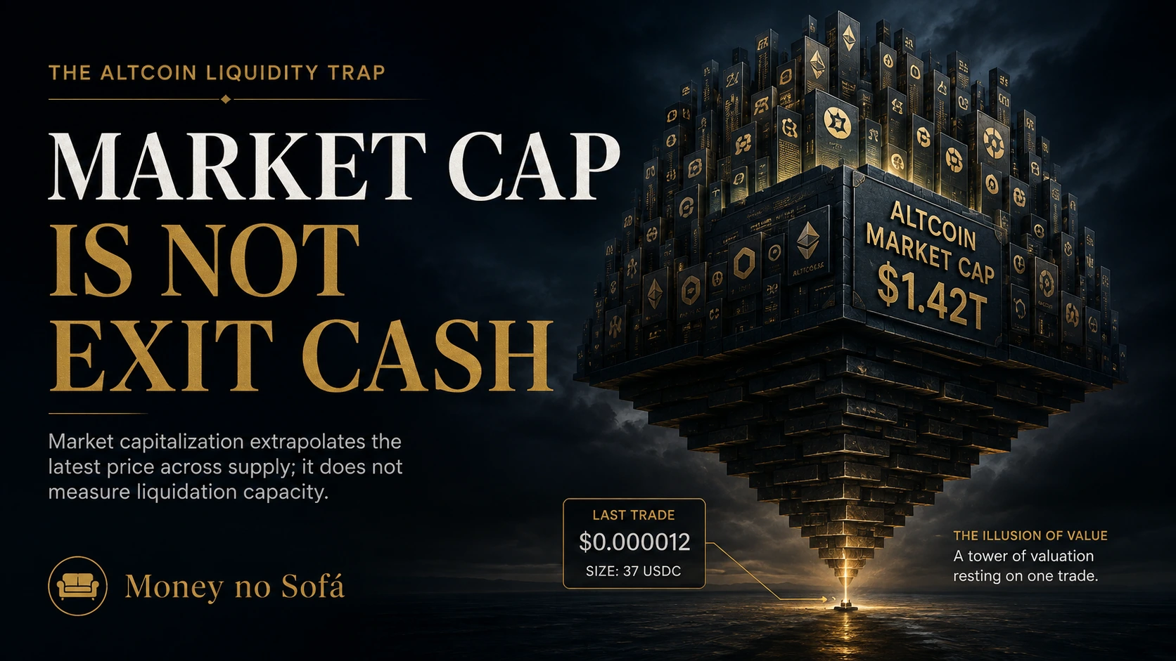 Altcoin market capitalization tower built on a very small final trade