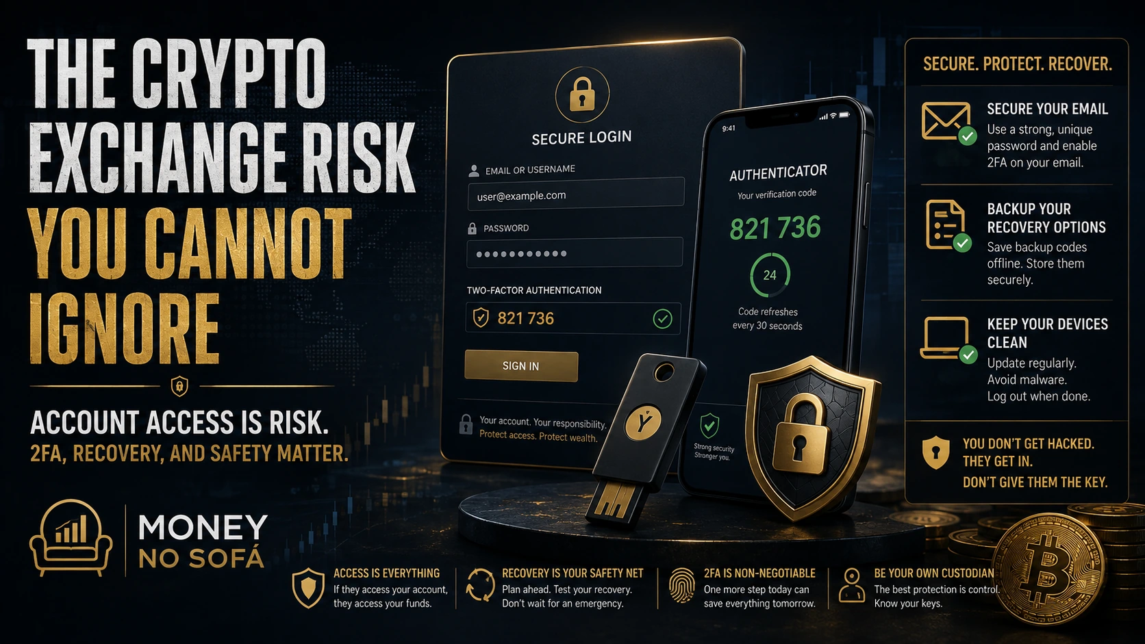 Layered account security with passkeys two-factor authentication device controls and recovery