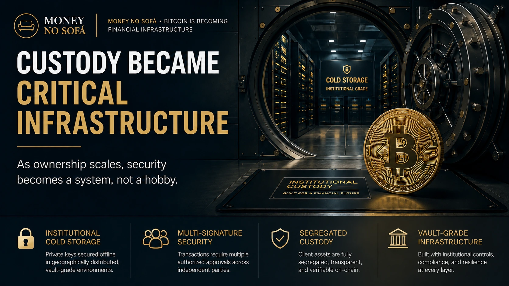 Institutional cold storage multi-signature controls and segregated Bitcoin custody