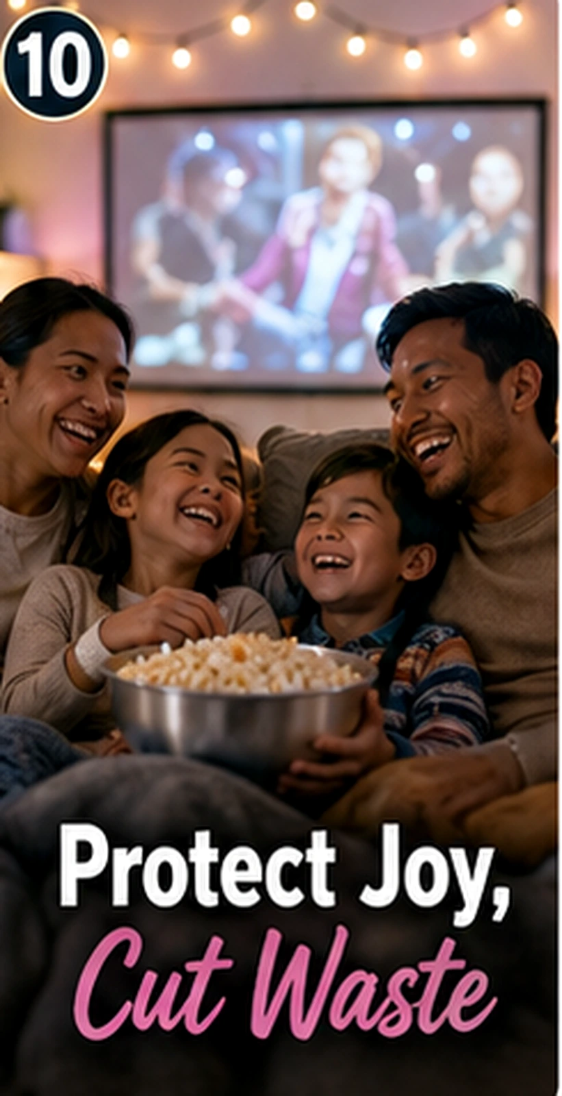 Family enjoying a cozy movie night together