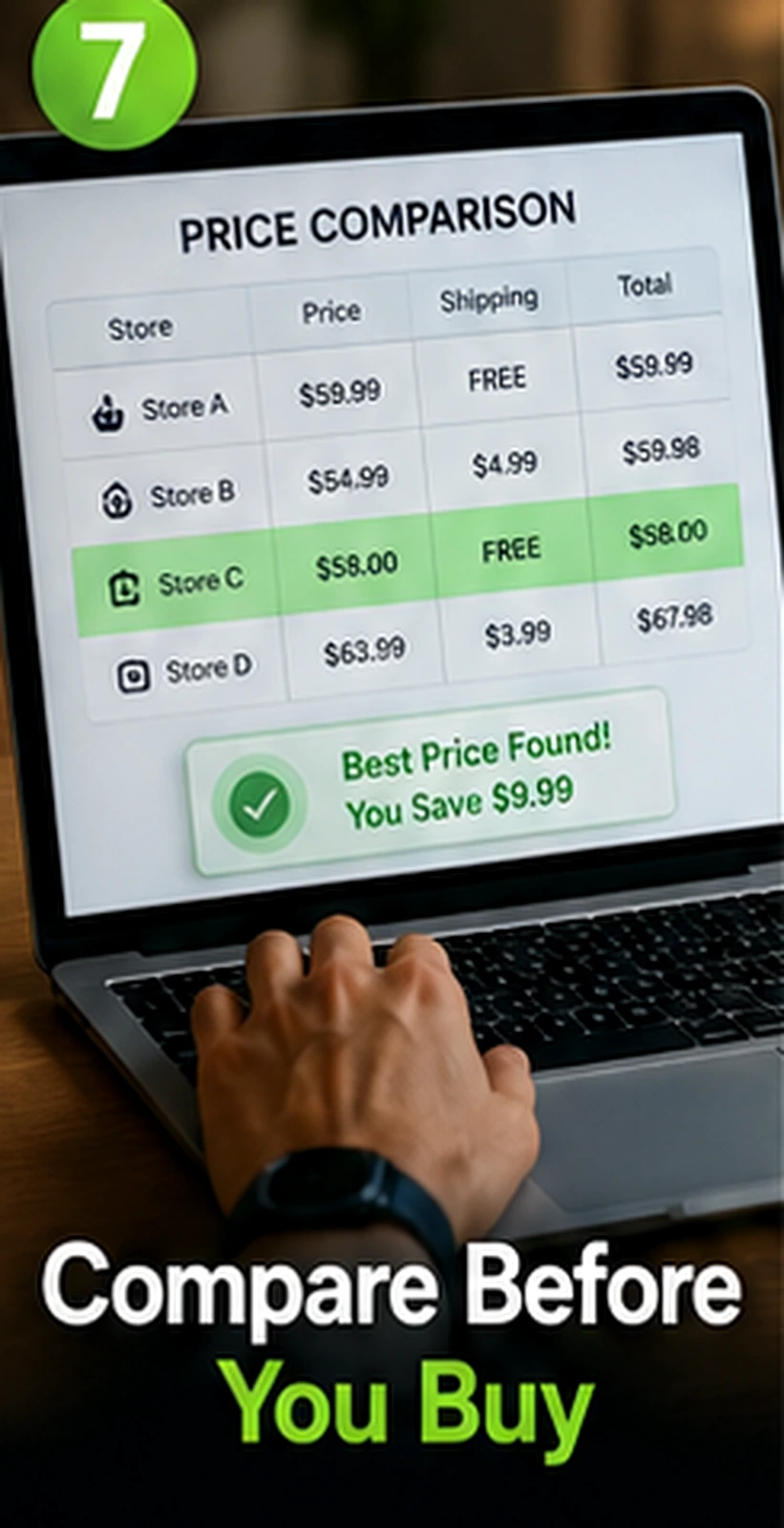 Laptop price comparison table