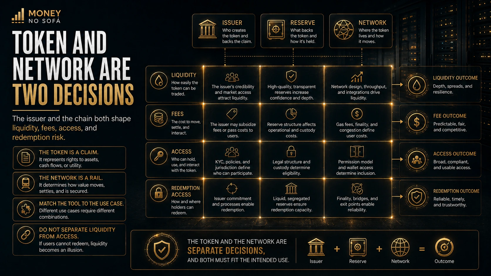 Decision matrix for stablecoin issuer reserve network liquidity and redemption access