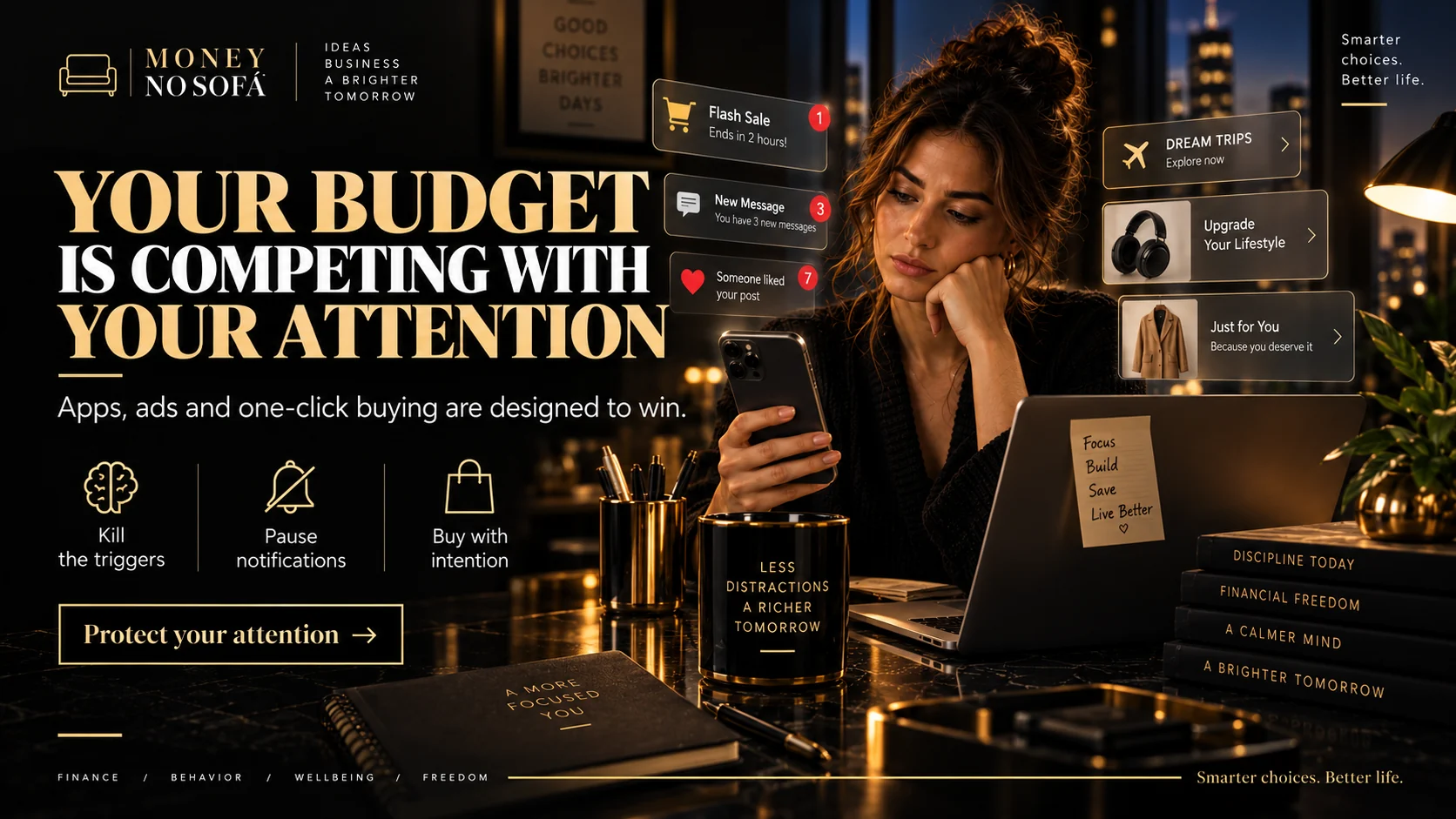 Money no Sofá — budget competing with attention