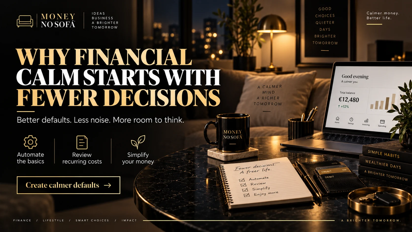 Money no Sofá — financial calm fewer decisions