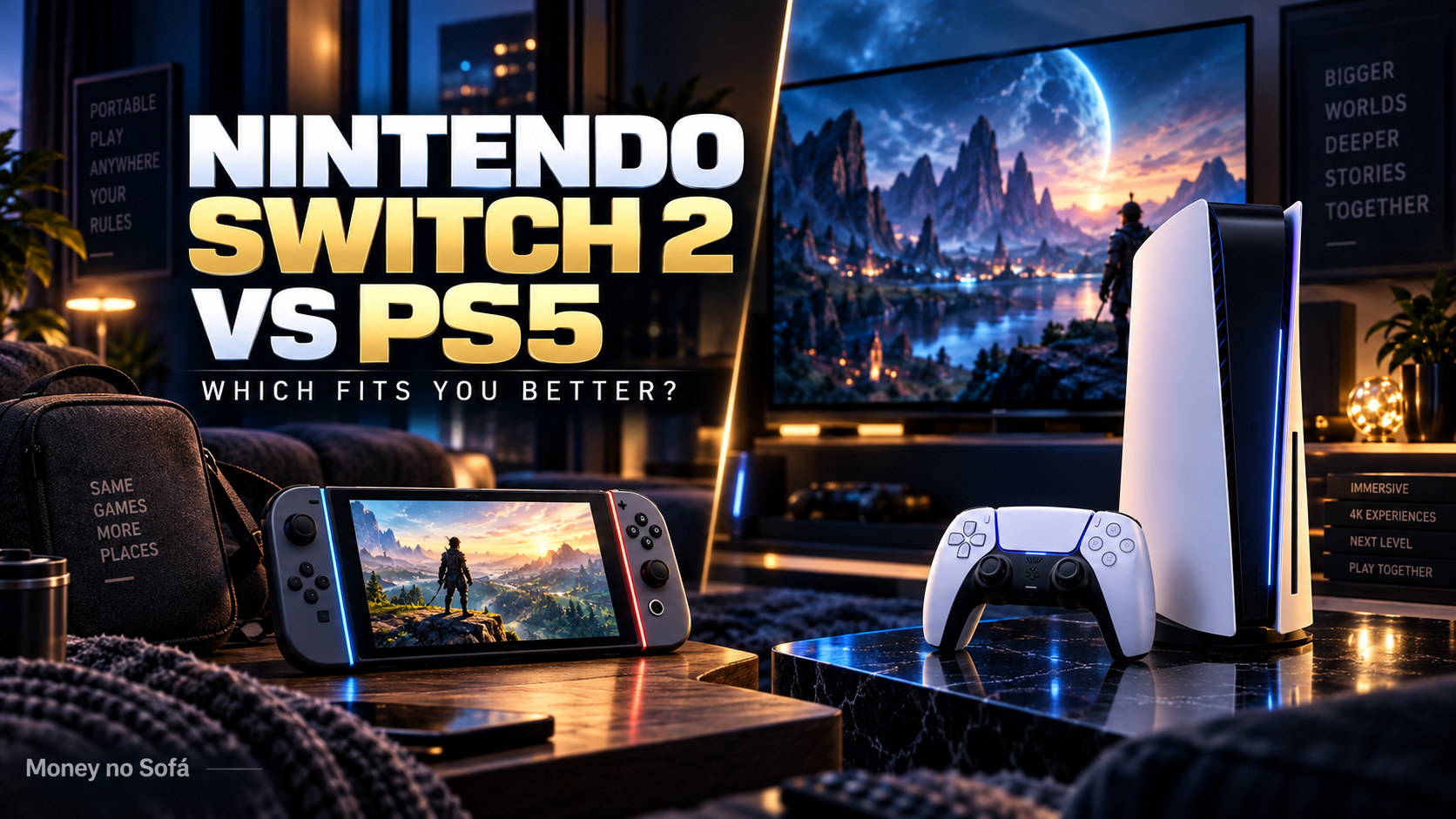 PS5 Pro editorial visual — Money no Sofá