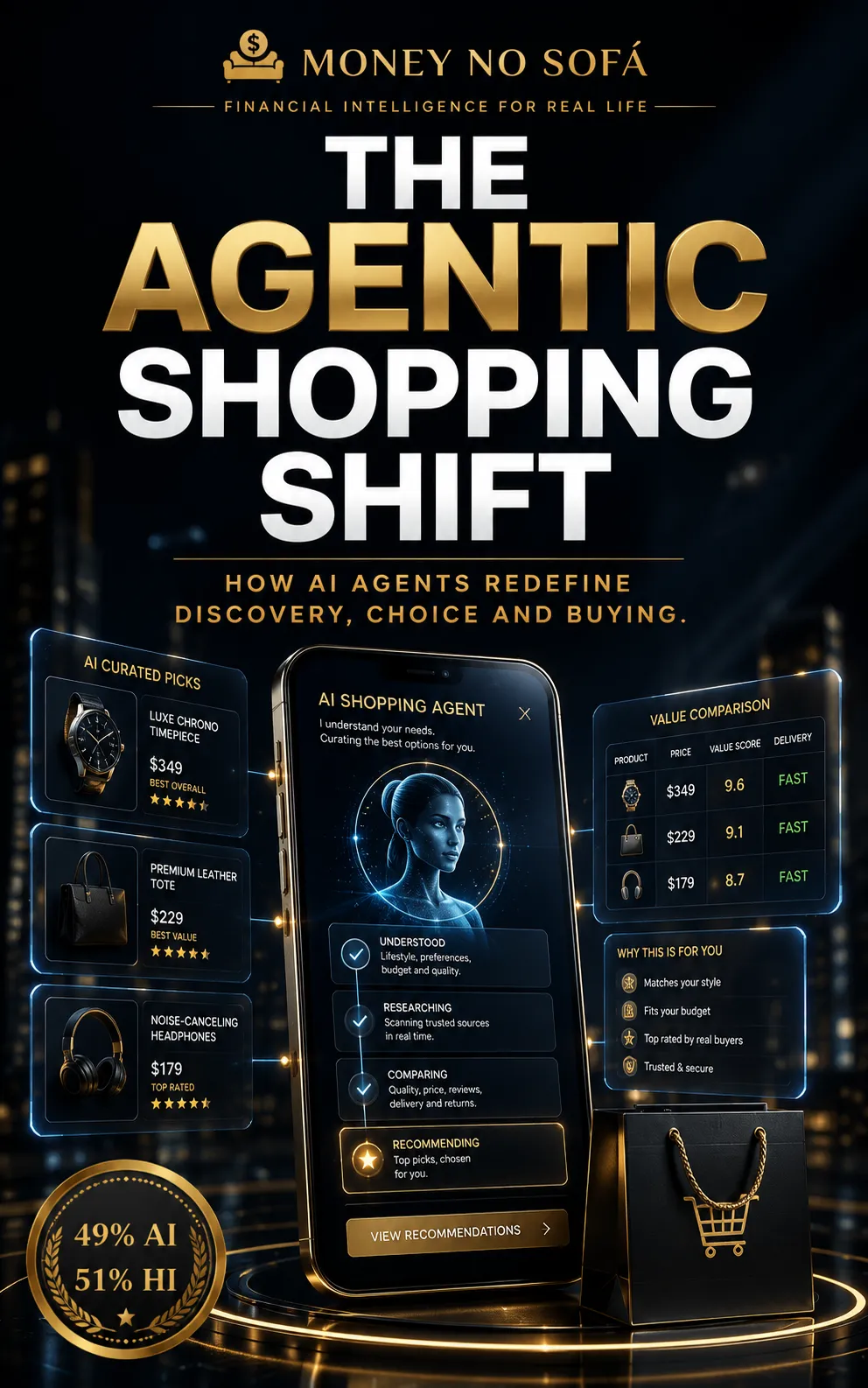 The Agentic Shopping Shift — Money no Sofá premium ebook cover
