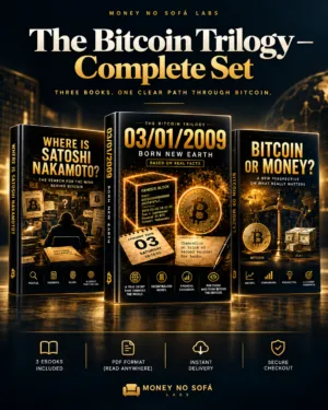 The Bitcoin Trilogy Complete Set by Money no Sofá Labs, three-book Bitcoin collection