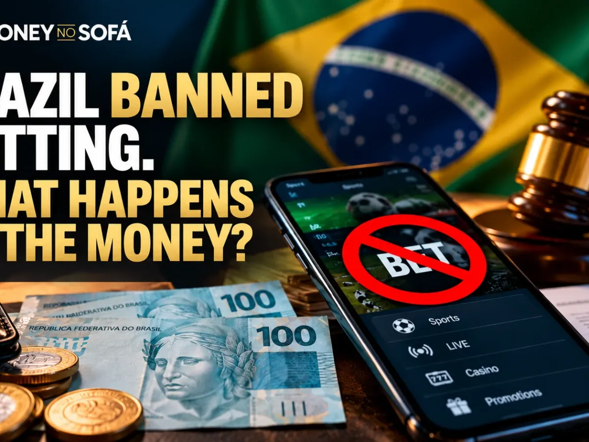 Money no Sofá editorial illustration about Brazil's betting withdrawal deadlines, refunds and consumer balances.