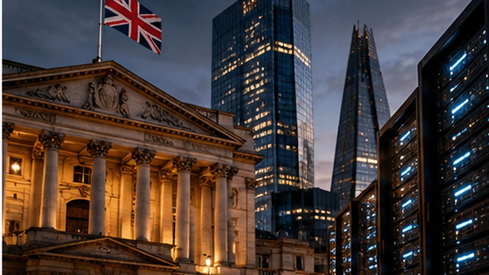 Conceptual image illustrating financial institutions' cloud infrastructure and service continuity; not a record of the Bank of England test.